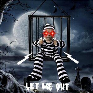 Animated Halloween Decoration, Animated Skull Ghost Hanging Decoration Prop